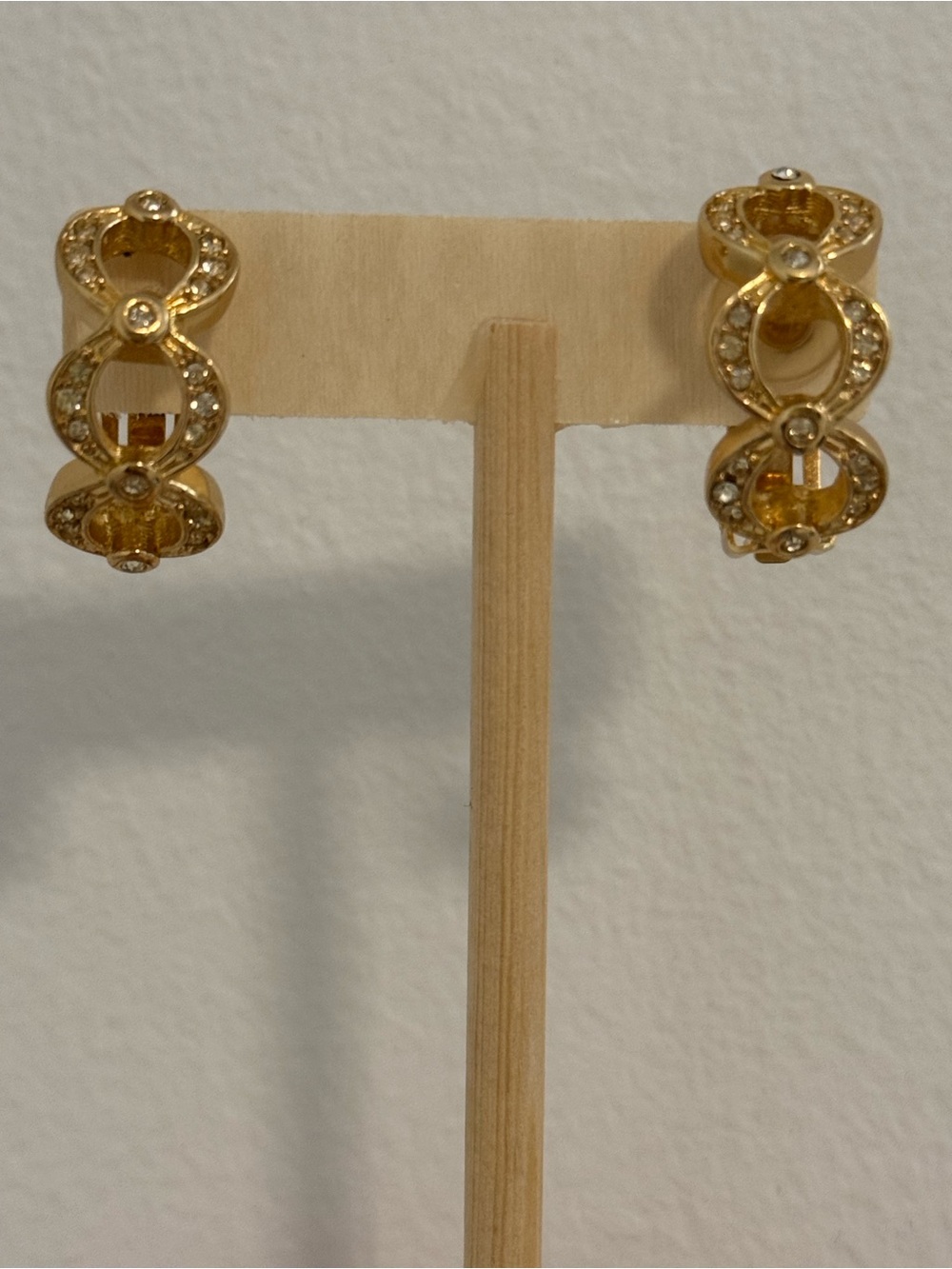 Dior Vintage Gold Crystal Infinity Hoop Earrings - Women Jewelry